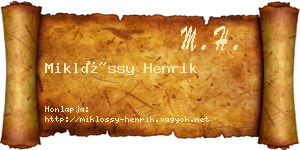 Miklóssy Henrik névjegykártya